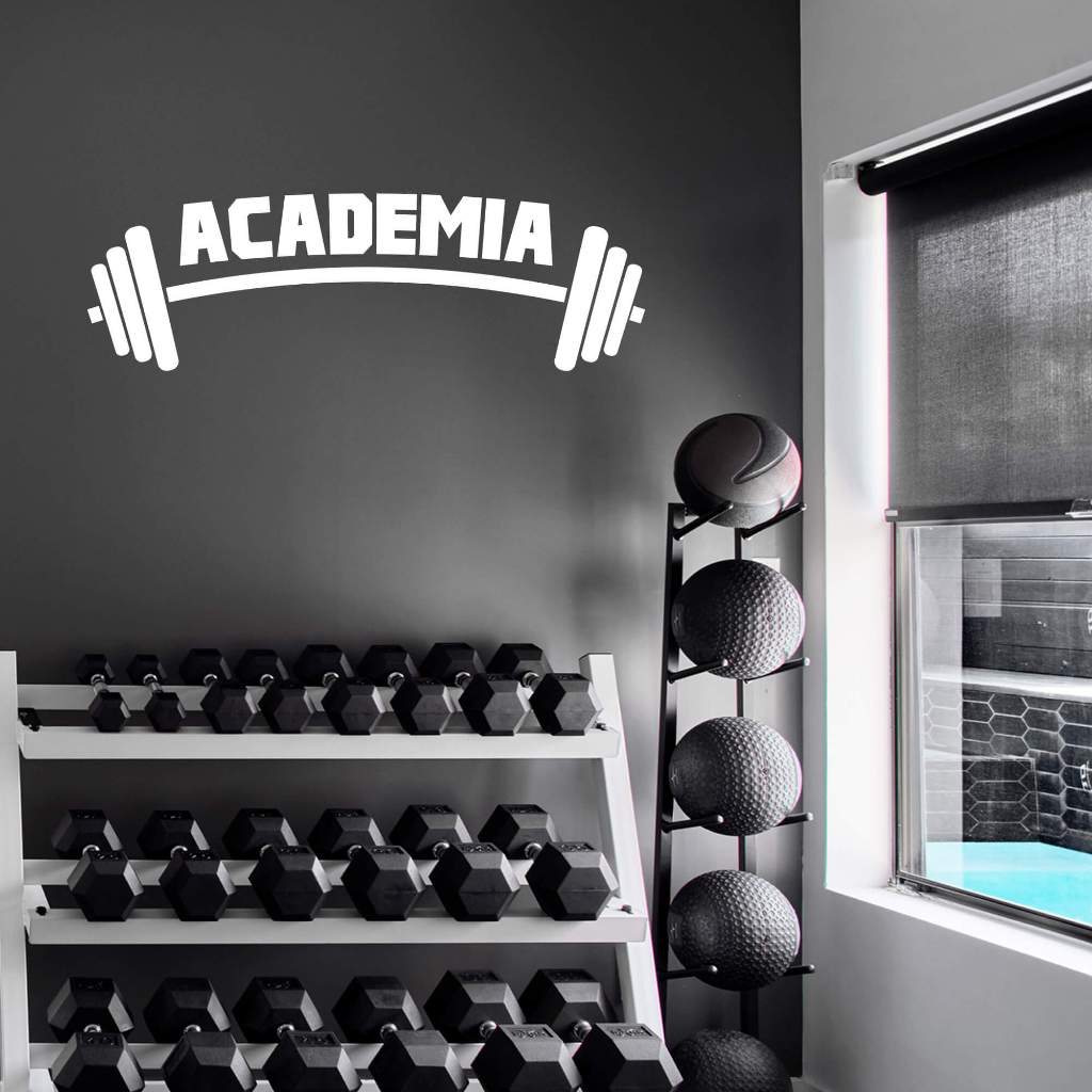 Adesivo de Parede Logo Academia Barra Anilha Fitness