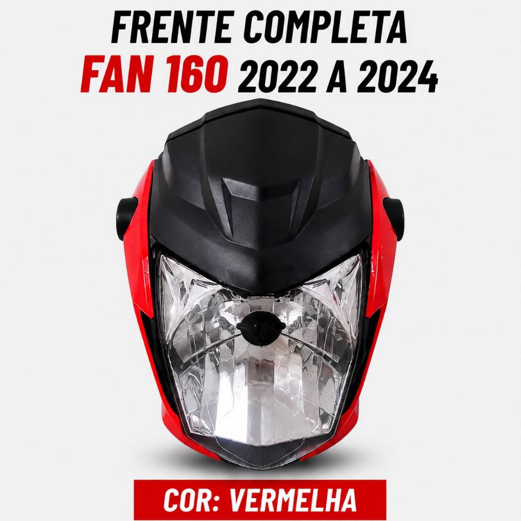 Frente Completa Fan 160 2022 2023 2024 Vermelha Farol Carenagem Painel Compatível Honda