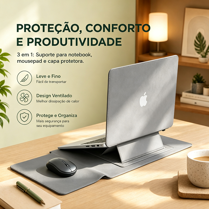 Case Multifunctional Multipurpose Bag 3 in 1 Cover/Stand/MousePad  Color  Soft PU Leather Laptop Stand Case for  Durable