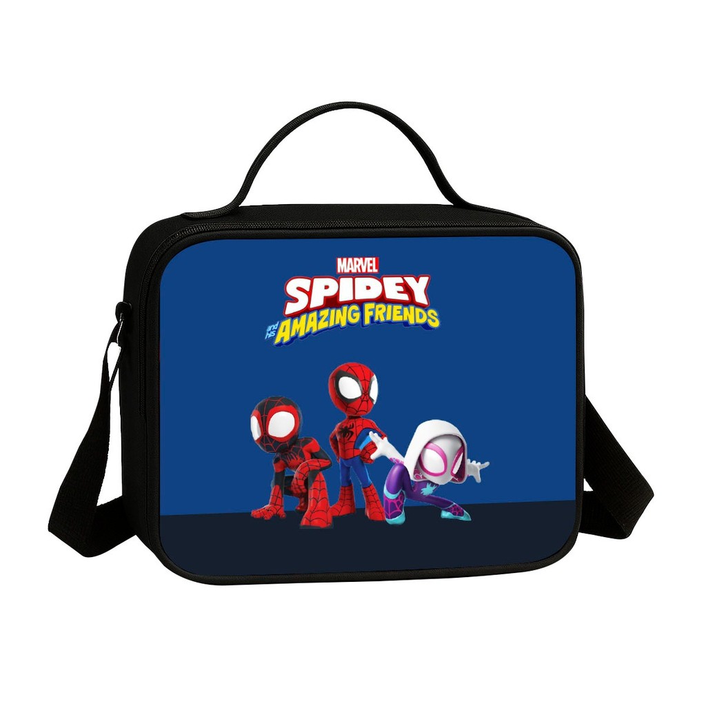 Mochila Simples e Lancheira Termica Escolar Infantil Trio Herois Friends Amazing Aranhas Kit ou Avulsa