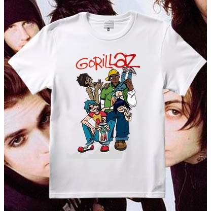 Camiseta camisa 100% algodão Banda Gorillaz Unisex T-Shirt: Demon Days (White)