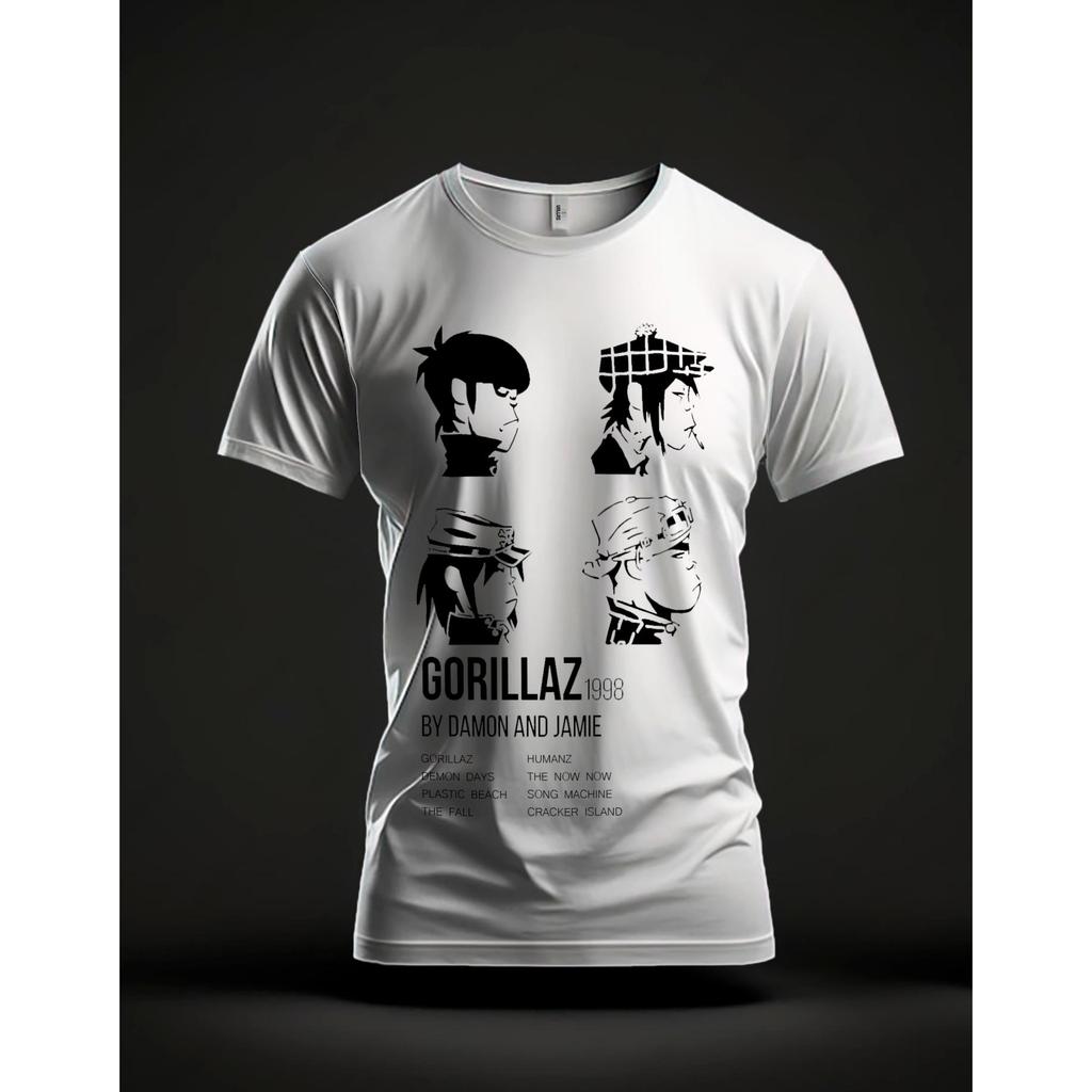 Camiseta da banda Gorillaz na cor branca