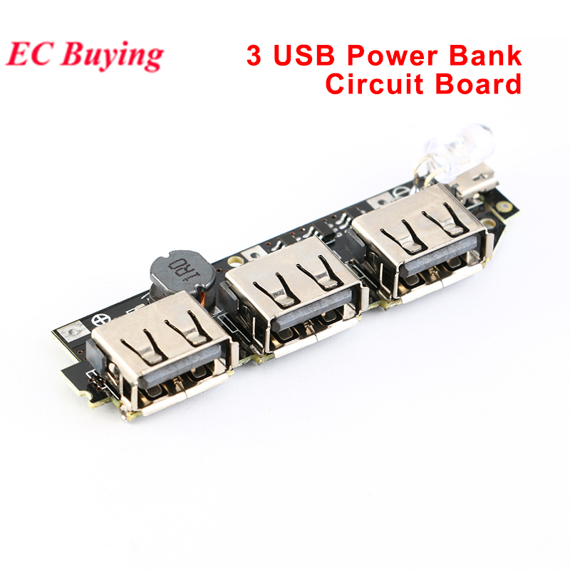 5pcs/1pc 3 USB Power Bank Placa De Circuito 5V 2.1A Módulo De Reforço Para Bateria De Lítio 18650 Carregador DIY