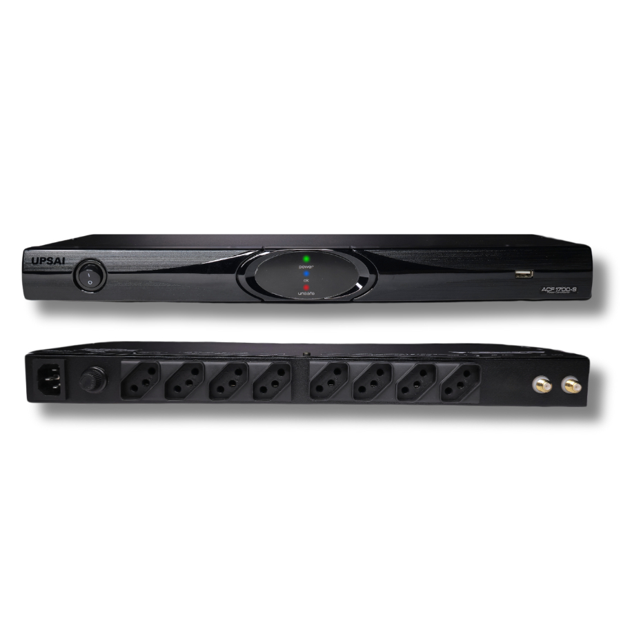 Condicionador De Energia Upsai ACF1700-S 110V 1440VA Audio Video Home Theater 8 Tomadas Filtro EMI RFI