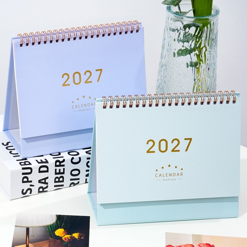 2027 Calendário De Mesa De Papel Planejador Em Espiral Minimalista Home Office Desktop Schedule Notebook