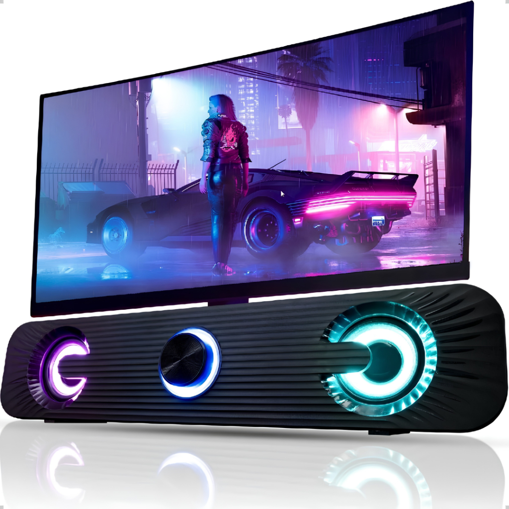 Caixa de Som Multimídia Para PC Notebook Desktop 6W RGB LED 3.5mm Compatível Windows Mac Linux Gamer