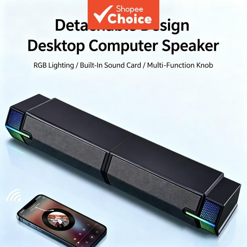 Alto-Falante Do Computador Notebook Soundbar Desktop Longo Subwoofer RGB Jogos Áudio Bluetooth