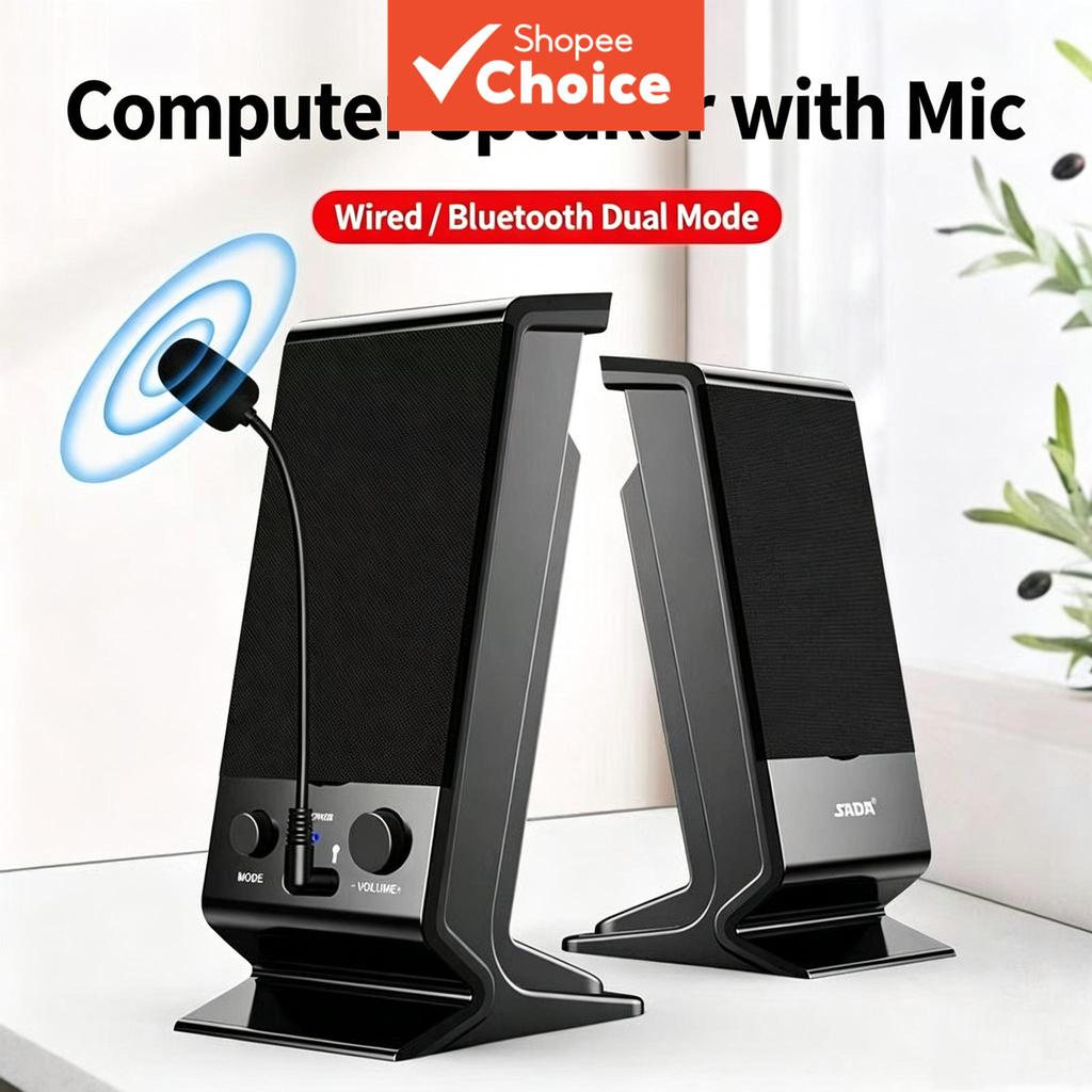 SADA Alto-Falante Para Computador Boombox Desktop Notebook 2.0 Canais Volume Subwoofer Bluetooth