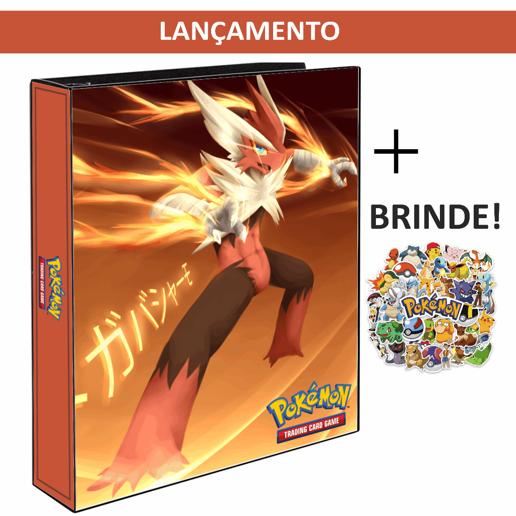 Fichário Álbum Grande Capa Dura Pokemon Pasta Cartas TCG Kanto Original BLAZIKEN