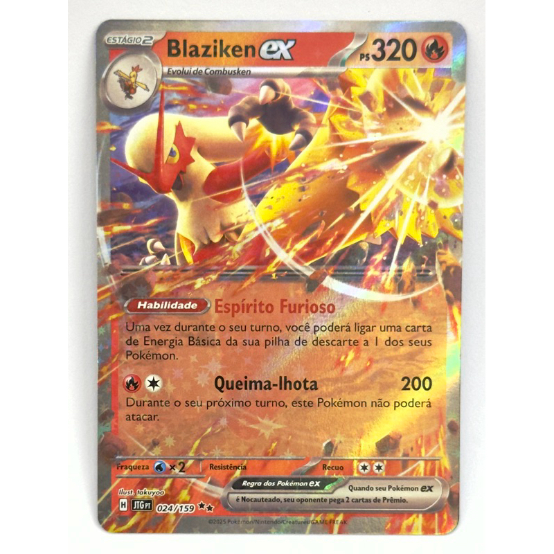 Carta 024/159 Pokémon TCG Original Copag Blaziken Ex Holo Foil Brilhante Holográfico