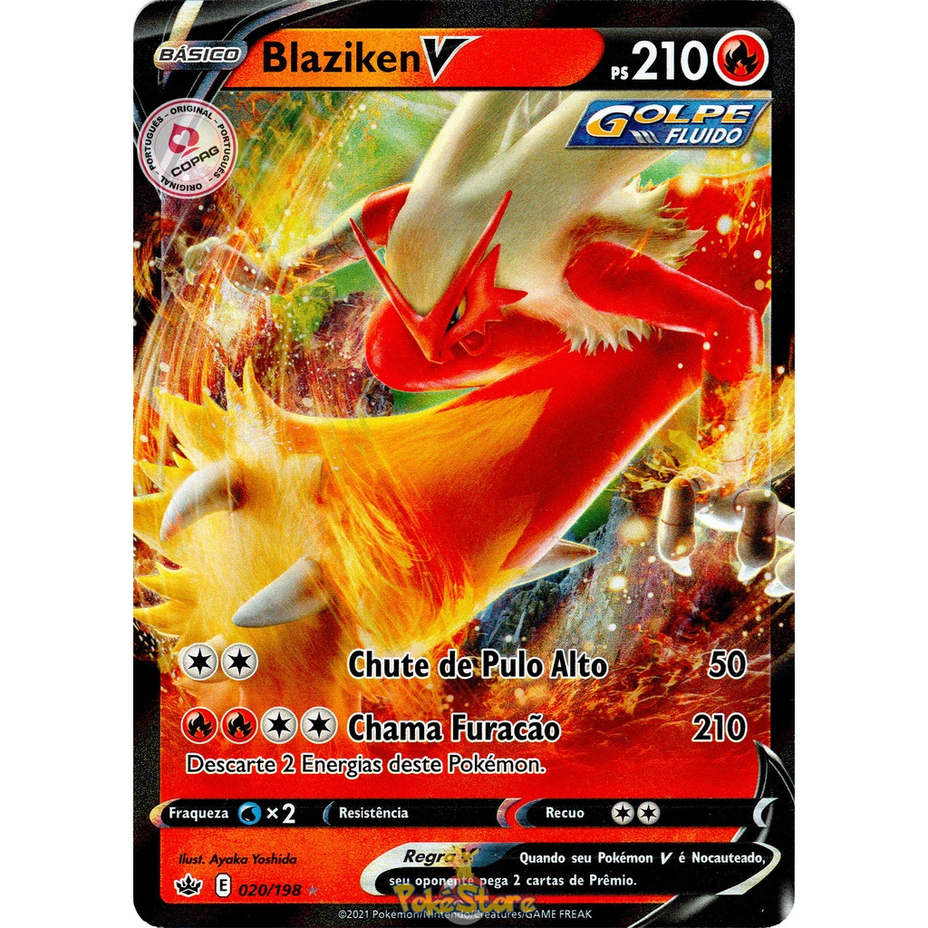 Carta Pokemon Blaziken V Português 020/198 Card Original Copag - Reinado Arrepiante