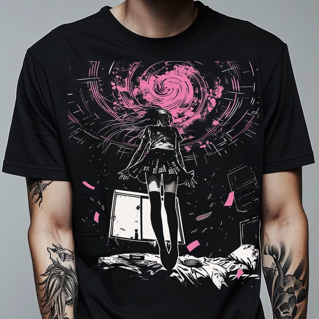 Camiseta Feminina Masculina Trippy Horror Dark Art Anime TWeirdcore ClothingGrunge Aesthetic T Streetwear