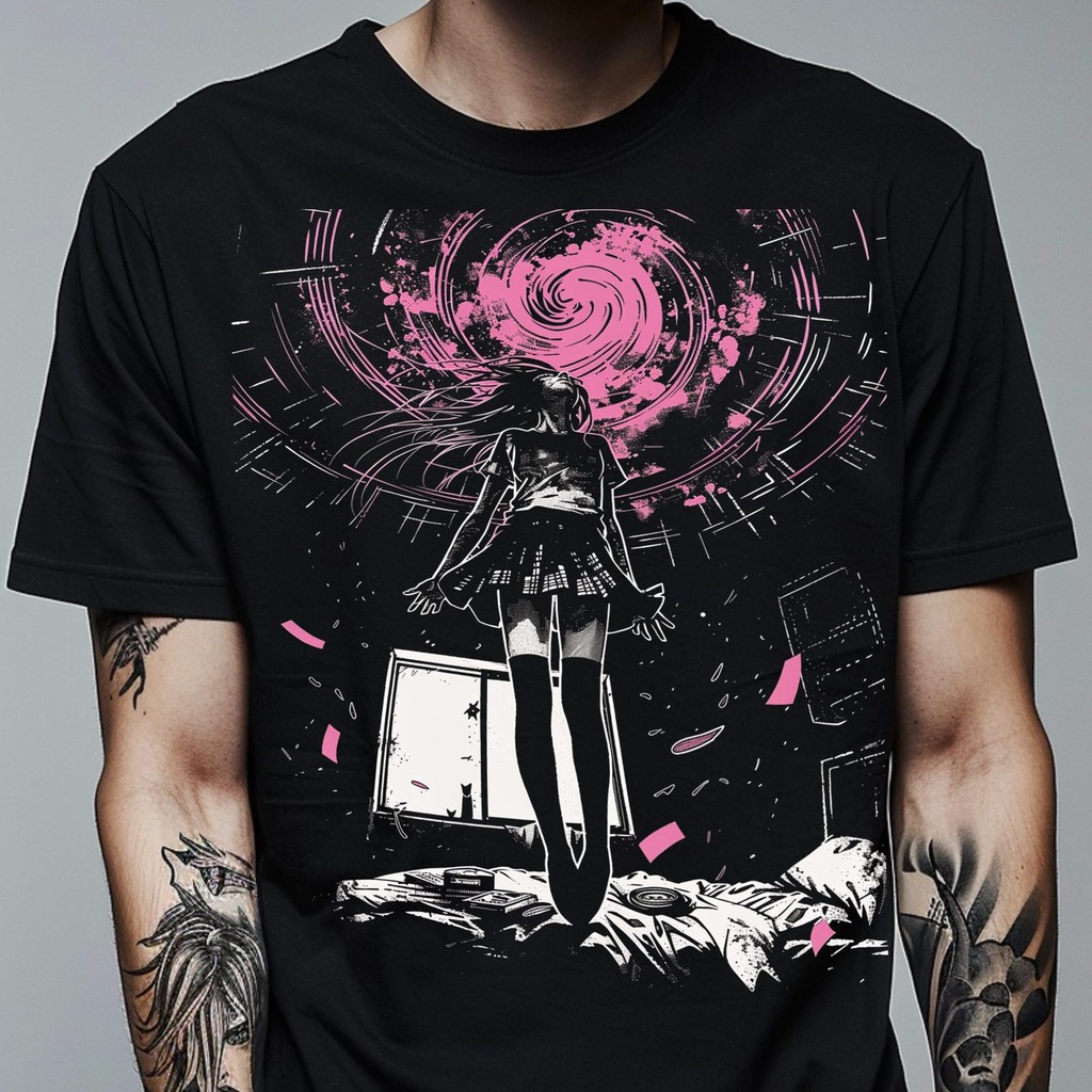 Camiseta Feminina Masculina Trippy Horror Dark Art Anime TWeirdcore ClothingGrunge Aesthetic T Streetwear