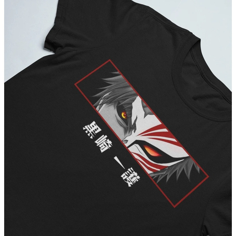[Camiseta Premium em Algodão Puro]SISI Camiseta Bleach Mask Ichigo Kurosaki  Merch Anime Japanese Y2k Aesthetic Unissex