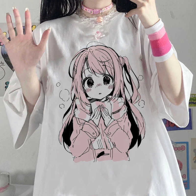 Camiseta Harajuku Kawaii Aesthetic Anime Manga Egirl Feminino Envio Rápido 100% Algodão