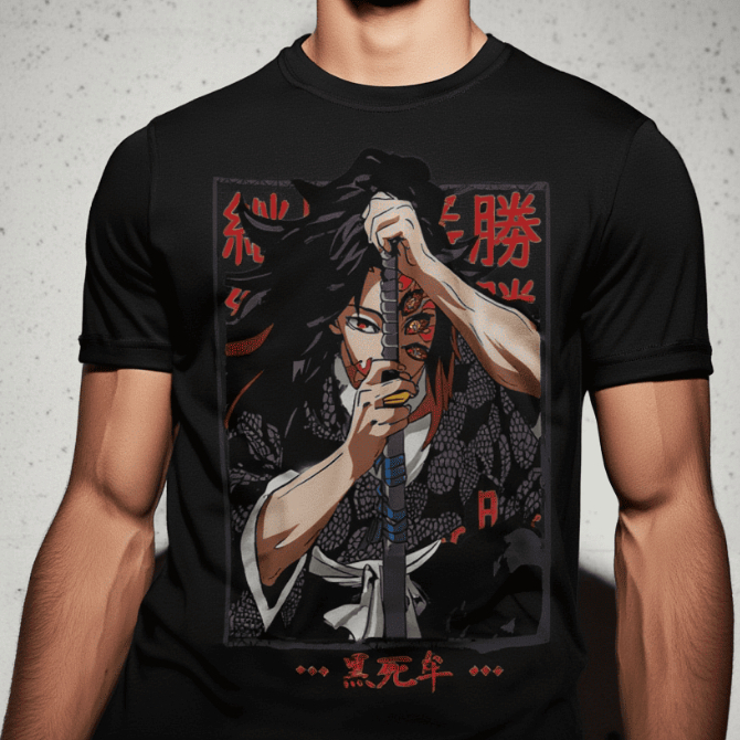 camisa camiseta T-Shirt Estampa Kokushibo Anime Mangá Visual Street Aesthetic Japão Algodão Premium