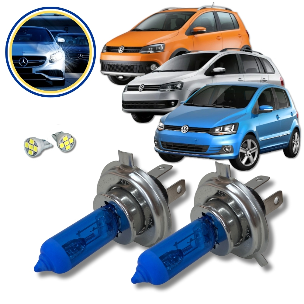 Lampada Super Branca VW Volkswagen Fox Crossfox Spacefox Farol Alto e Baixo