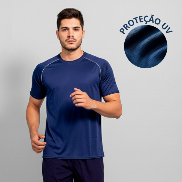 Camisa Masculina Dry Fit Premium para Academia Corrida Caminhada Treino Fitness Azul Branco Preto