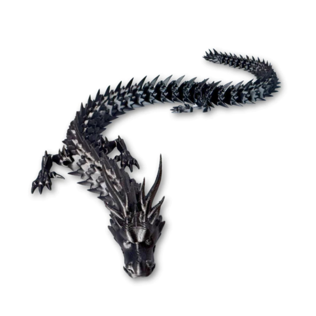 Dragão Articulado Flexivel - Brinquedo- Tam: 31,5 cm | Cores Lindas  - Branco - Preto - Azul Tricolor