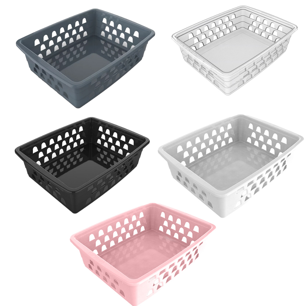 Cesto Organizador Multiuso Médio Uninjet Rosa/Preto/Transparente/Azul/Branco
