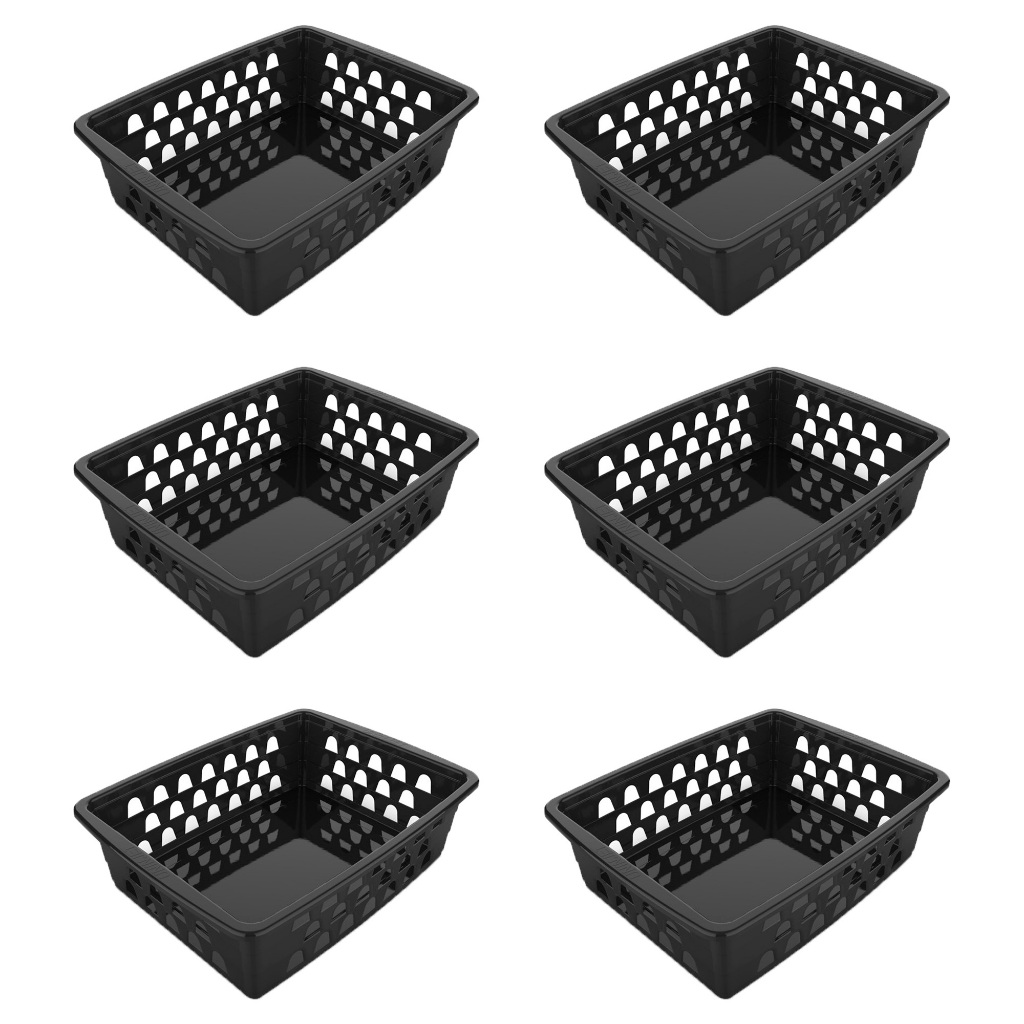 Kit Com 6 Cesto Organizador Multiuso Médio Uninjet Rosa/Preto/Transparente/Azul/Branco