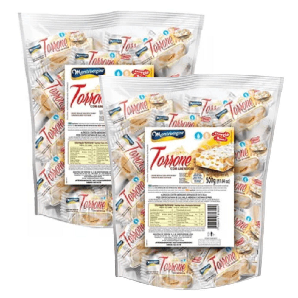 Kit 2 Sacos Mini Torrone Montevergine 500g – com Amendoim, Tradicional e Delicioso