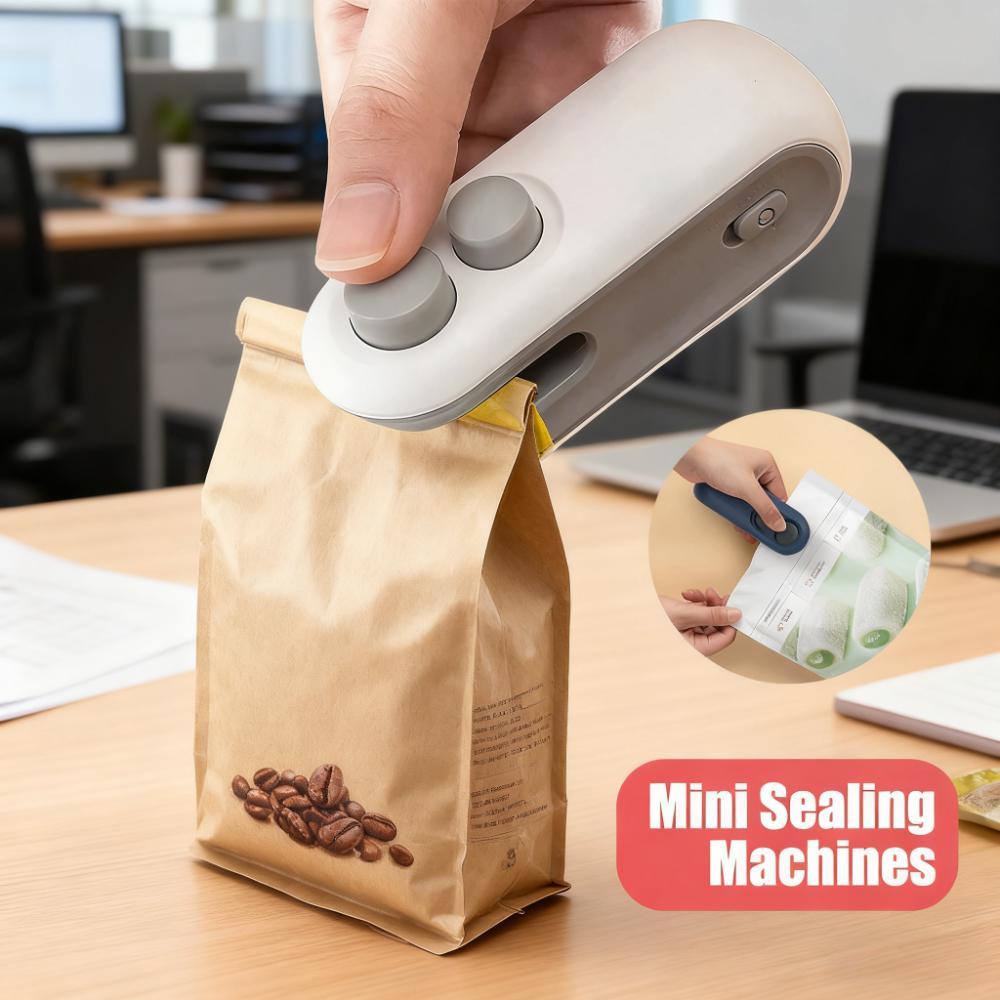 Mini Máquina Seladora Portátil 2 em 1: Selagem Eficiente para Sacos de Snacks/Conservação, USB Carregável