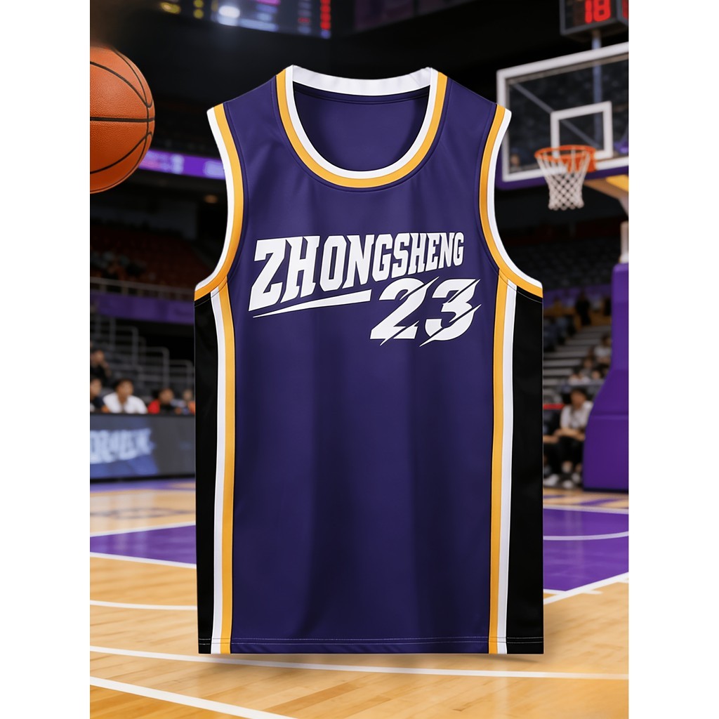 Roxo em torno do pescoço uniforme de basquete americano colete esportivo masculino primavera verão uniforme de treinamen