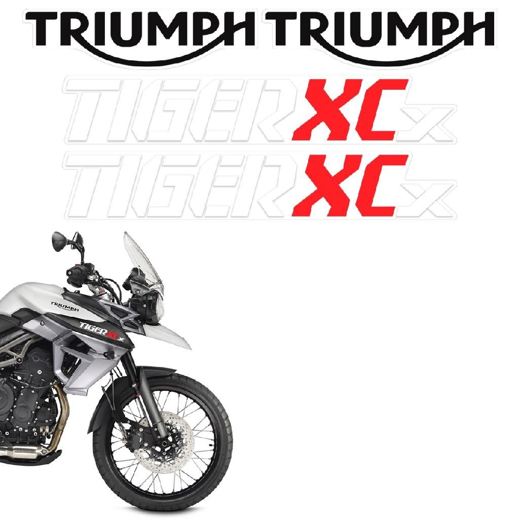 Kit Adesivos Moto Triumph Tiger 800 Xcx Preto Faixas Tanque