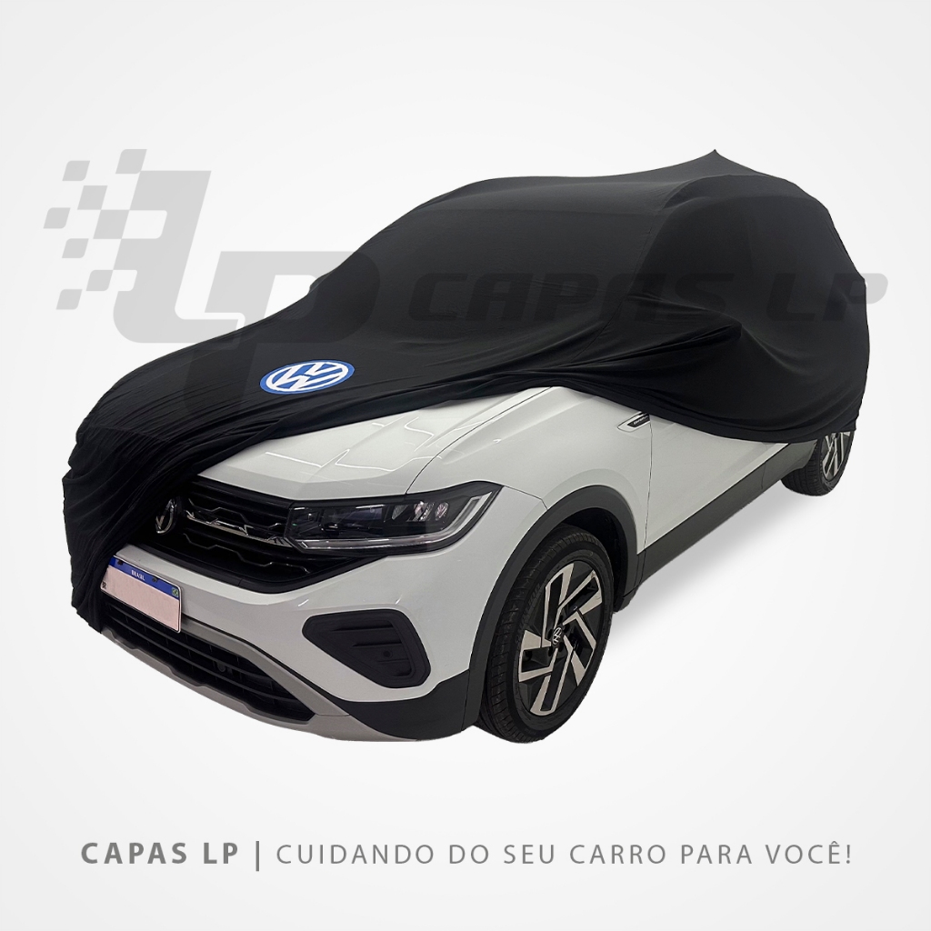 Capa para VW T-Cross com Logo Tecido Sob Medida Anti-Poeira Anti-Risco Preta