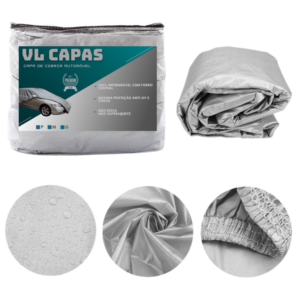 Capa Cobrir Carro Impermeável Protege Sol Chuva Poeira P M G 100% Anti-Uv Forro