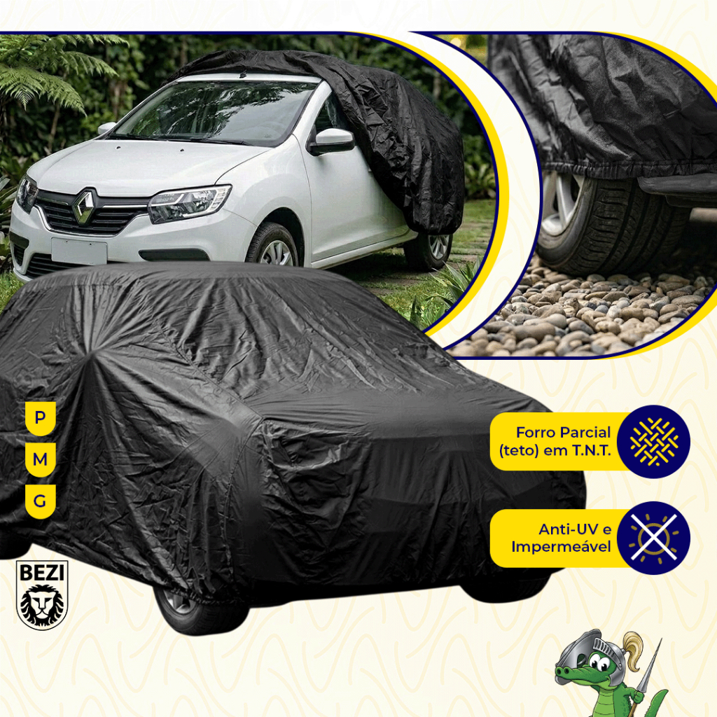 Capa de Cobrir Carro Cobrecar 100% Impermeável - Protege Contra Sol Chuva Poeira Anti UV Forro