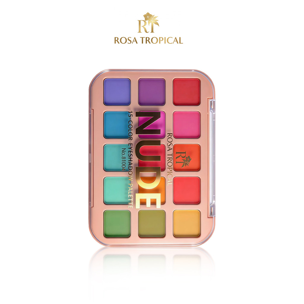 Paleta de Sombras Rosa Tropical 15 Cores Alta Pigmentação Matte e Glitter
