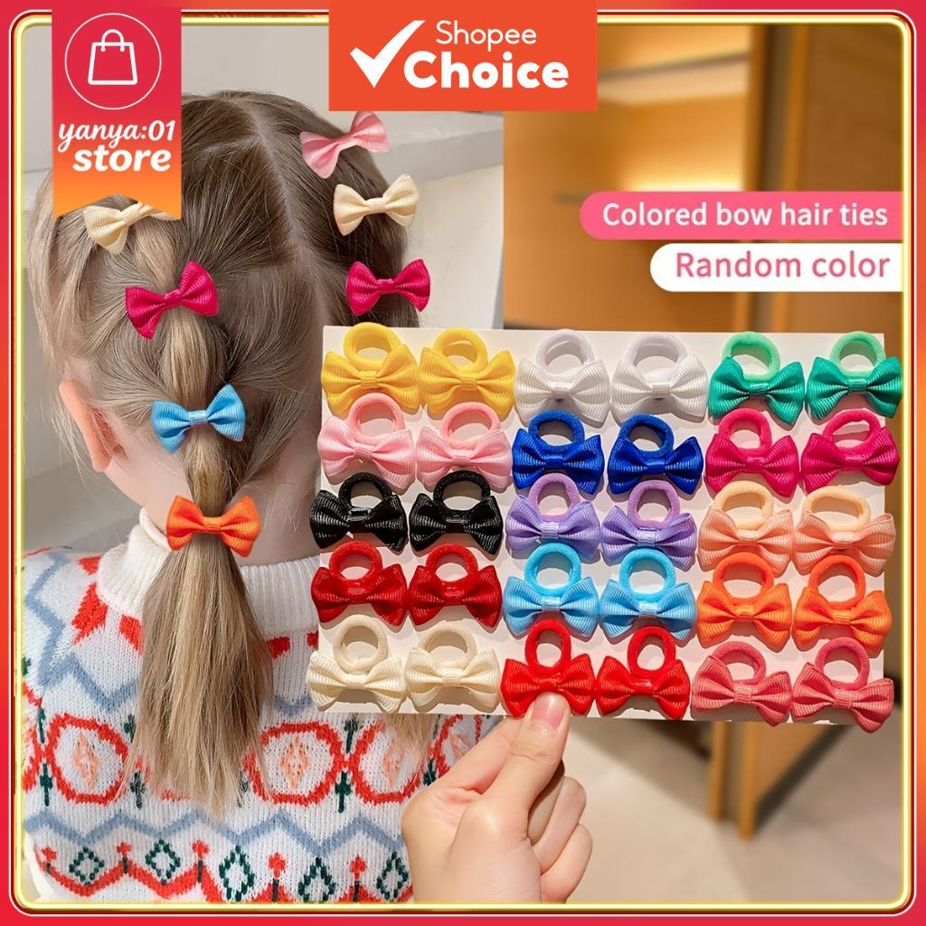 Conjunto De Laço De Cabelo Infantil Toalha De Cor Doce Para Faixa De Borracha Elástica De Anel