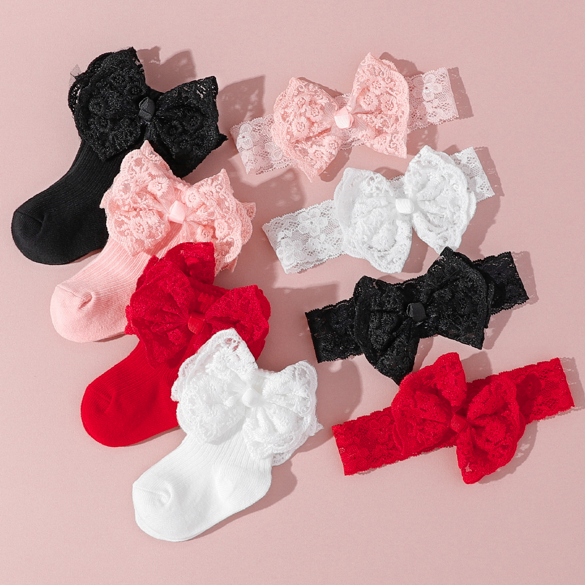 Conjunto De Meias E Faixa De Cabelo Para Bebê Com Laço De Renda O Primeiro Aniversário