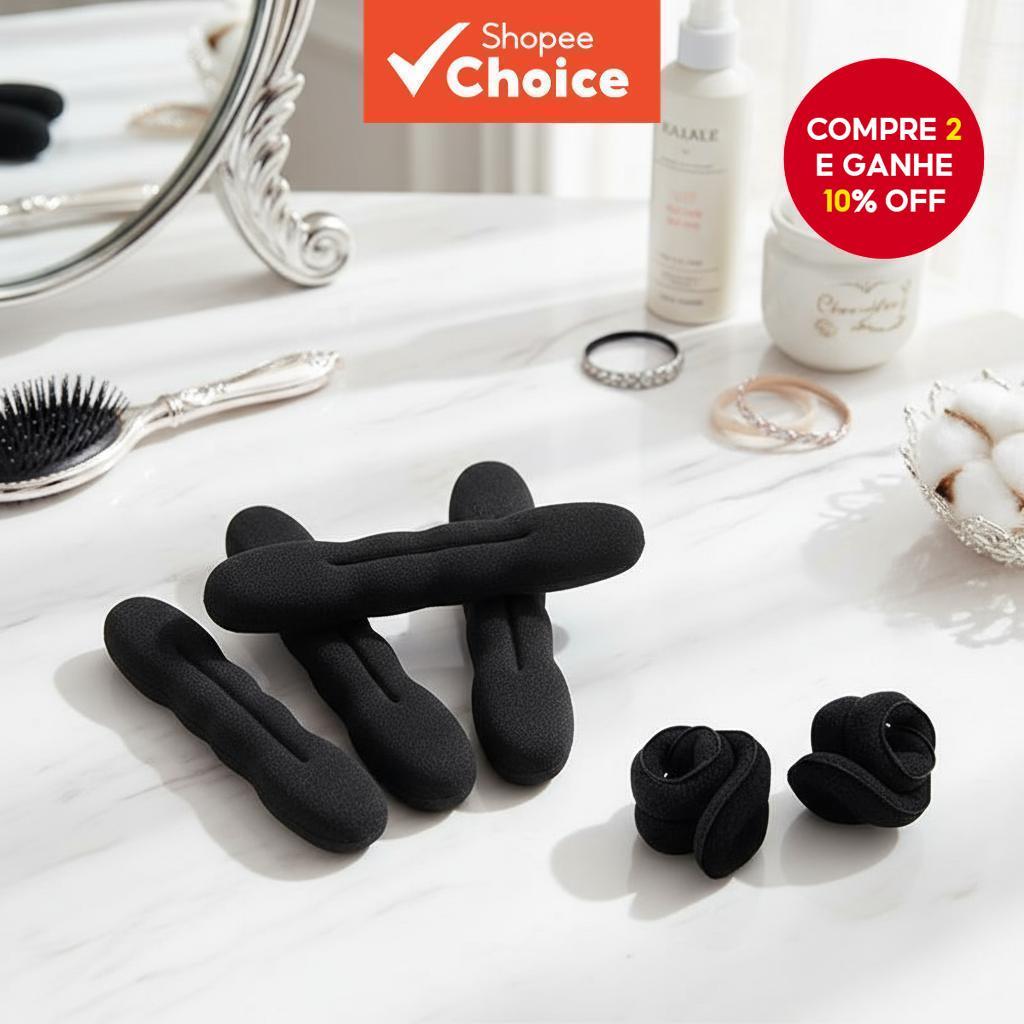 Conjunto de Modelador de Coque de Cabelo com Esponja para Meninas, Faixa de Cabeça de Plástico e Modelador de Donut