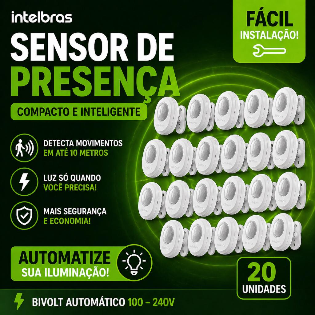 20 Sensor de Presença 360° Intelbras ESPi 360A Bivolt Luz Automática Econômica