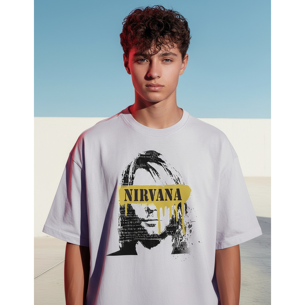 Camiseta Básica Personalizada Rock Nirvana Kurt Cobain Algod