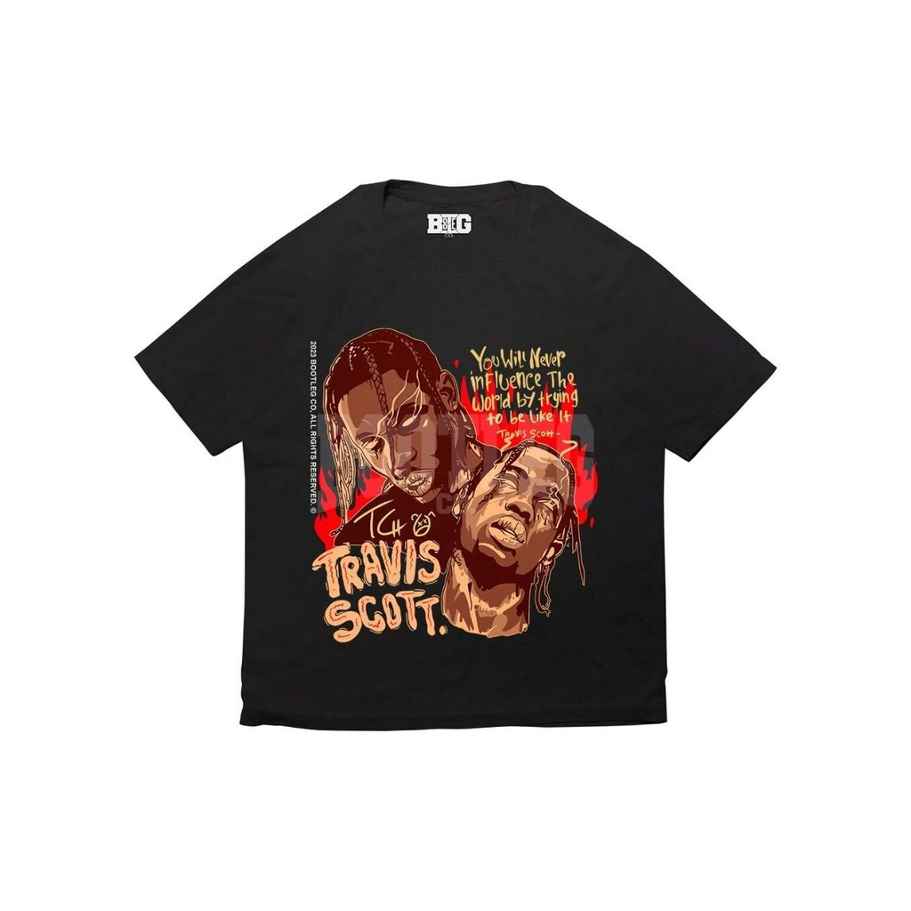 Camiseta Básica Travis S Faces Influences Algodão Unissex Bootleg Oficial Camiseta Unissex Masculino Feminino 100% Algod