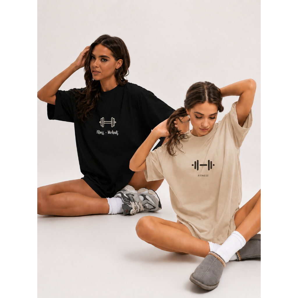 Kit 2 Camisetas Fitness Treino Forte Gym Academia Blusa T-Shirt Feminina Masculina Oversized Camisetão Camisa 100% Algod