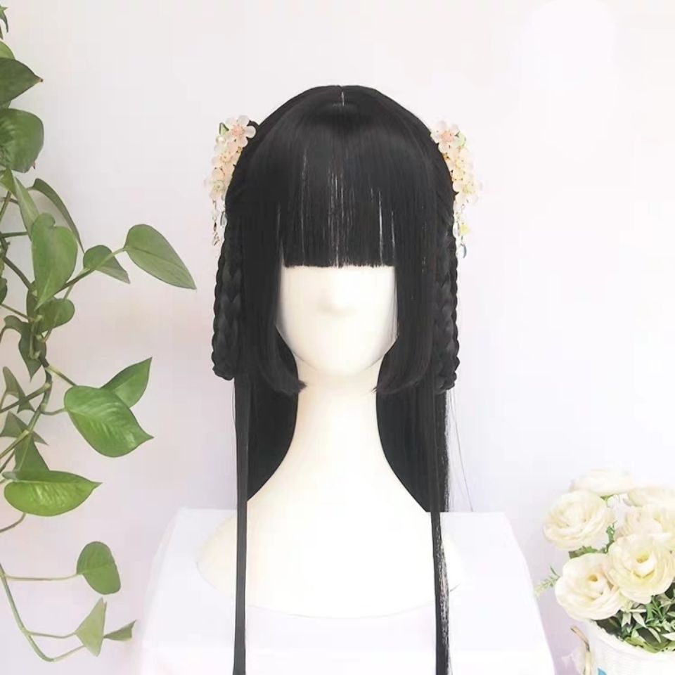 Peruca estilo hanfu, peça única, traje antigo hanfu, estilo cos Universal, conjunto completo de peruca