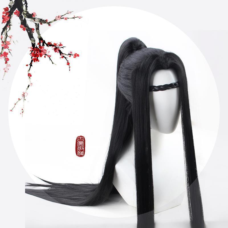Estilo antigo estilo peruca traje Hanfu longo estilo de cabelo reto masculino cos peruca completa cabelo falso feminino