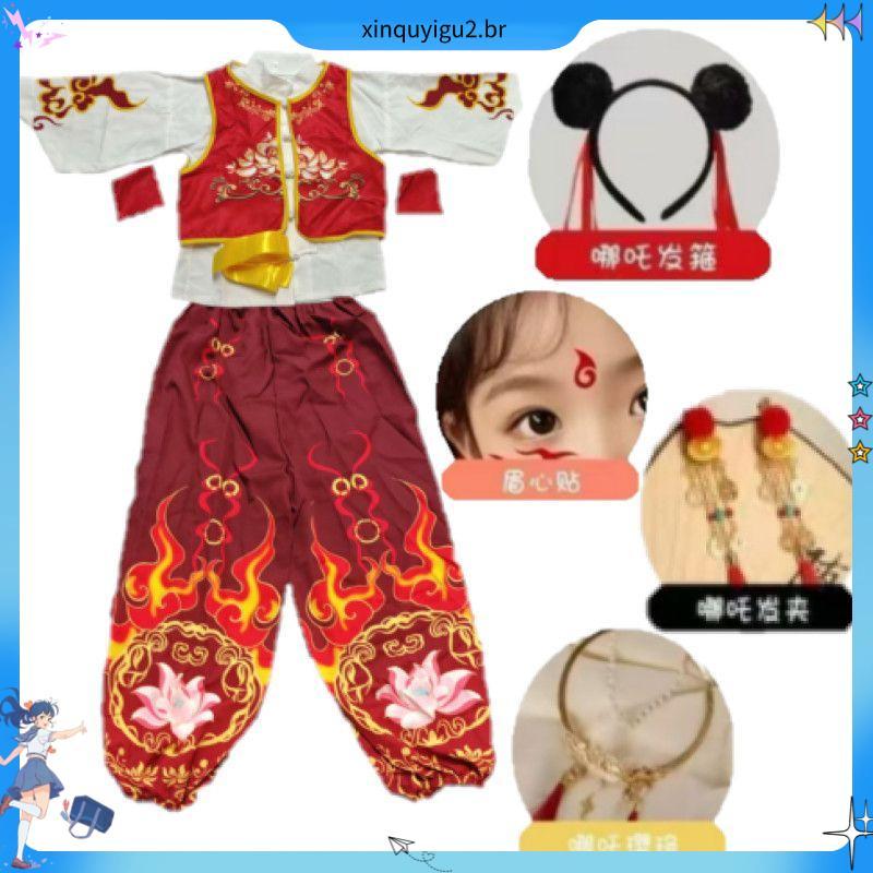 Nezha roupas trajes infantis cos trajes novo estilo masculino feminino trajes de dramatização Hanfu estilo chinês ternos