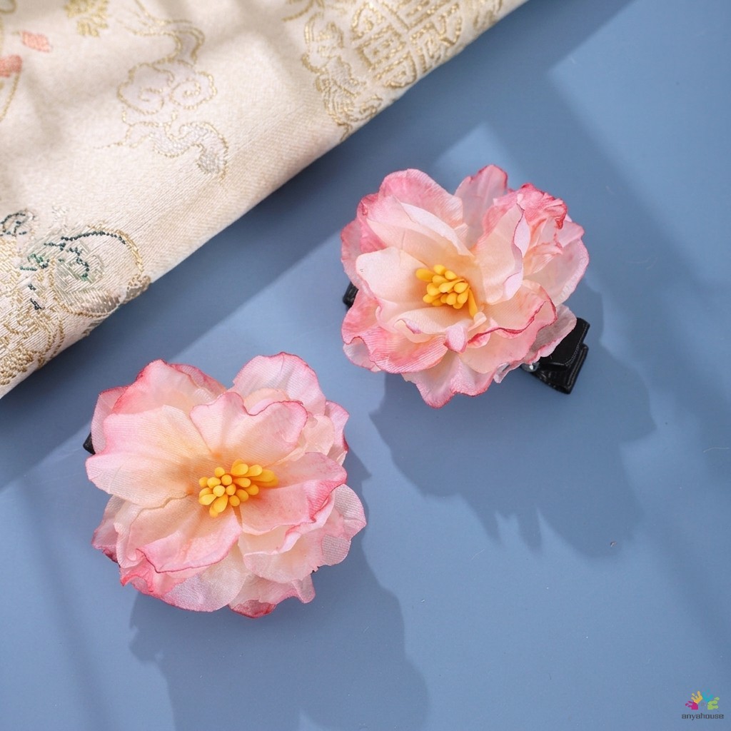 Conjunto De Grampos De Cabelo Florais Chineses Vintage Liga 3D Bronzeamento Hanfu Cheongsam Acessórios Para Mulheres Cos
