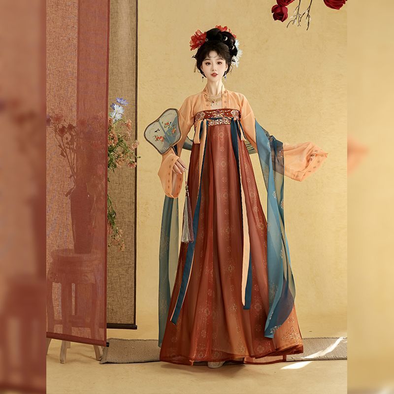 T Tang feito Hanfu saia bordada na altura do peito estilo chinês fantasia retrô cos foto cos