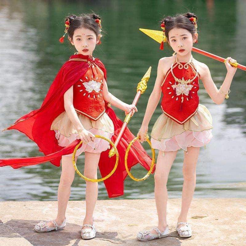 Nezha Hanfu traje infantil Mid-Autumn Festival traje infantil menino mágico mar assombrado cos meninos meninas desempenh