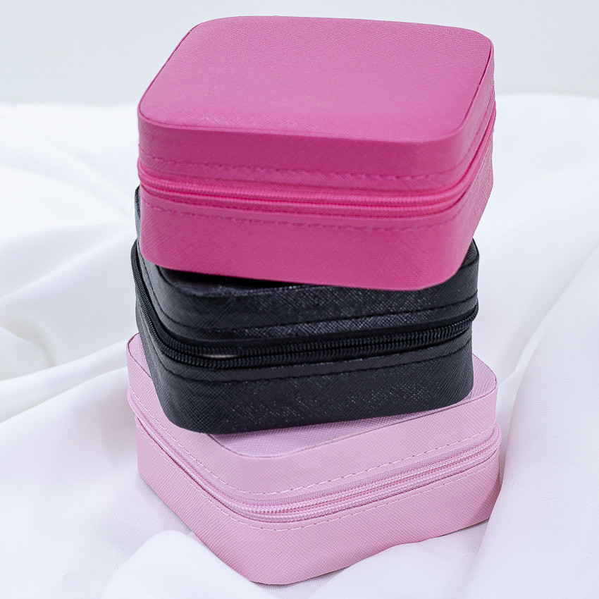 Mini Porta Joias Portátil Estojo Com Zíper Necessaire Compacto Seguro