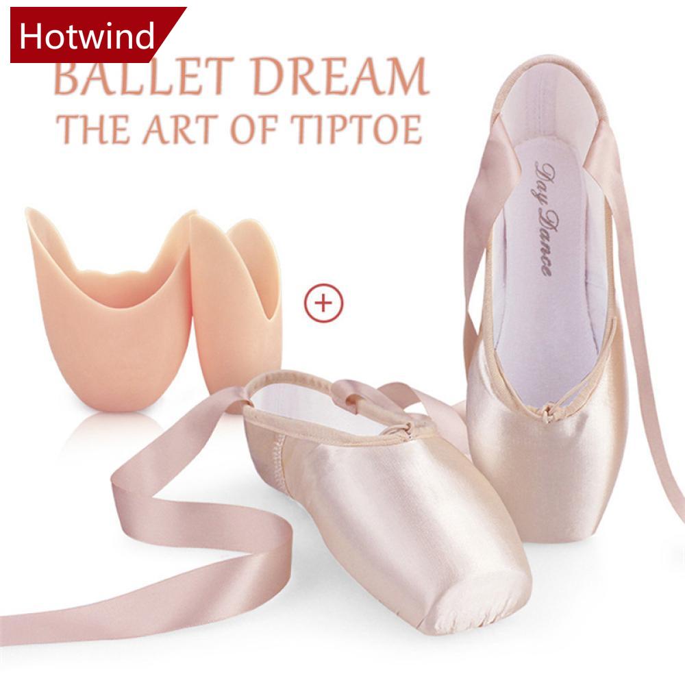 HOTWIND Sapatos Profissionais De Ballet Pointe Para Meninas Satin Girls Ballerina Adultas Com Fitas Dança Mulheres E5F7