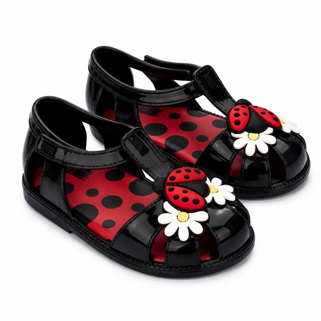 Sapatilha Mini Melissa Hip Ballerina Daisy Garden Preto