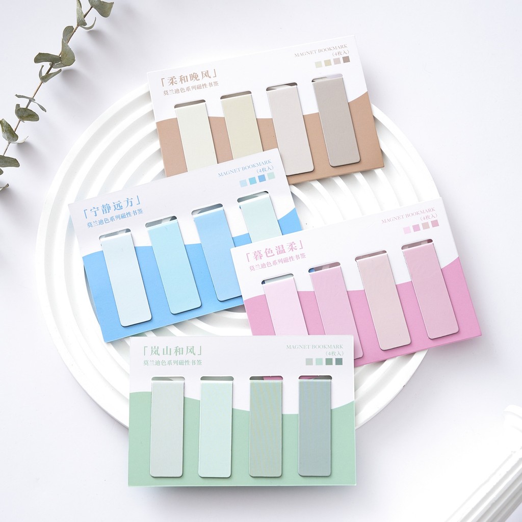 Kit Com 4 Marca Páginas Magnético De livro Bookmark Ideais para Estudantes, Professores e Leitores